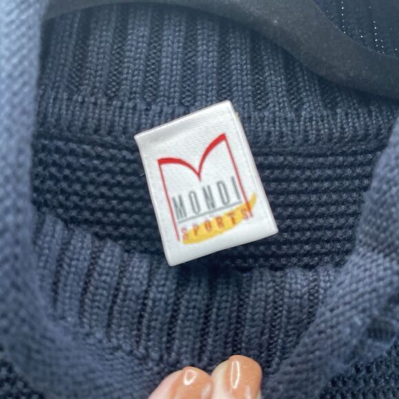 Vintage Mondi Sports Sweater Navy W/emblem Sz 38 Large Mock Neck Classy Nautical - Picture 3 of 4